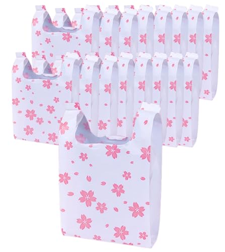 こちらは、季節感あふれる桜の花柄が美しい、半透明のビニール製手提げ袋です。サイズは48*26*14cmと大容量で、買い物や収納、お土産のラッピングに最適です。 フック穴付きで、使いやすさも抜群。100