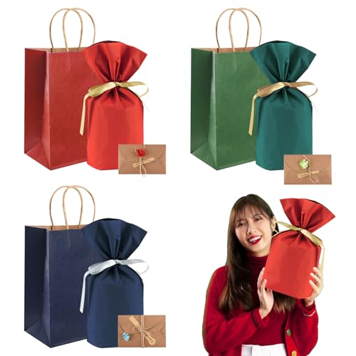 【セット内容】Lセット：3枚ラッピング袋（3色）：高さ43*幅31 *。3枚紙袋（3色）：26*12*31 cm。3枚メッセージカード（3種類造花付き）：11*17.5 cm（バラ、カーネーション、青